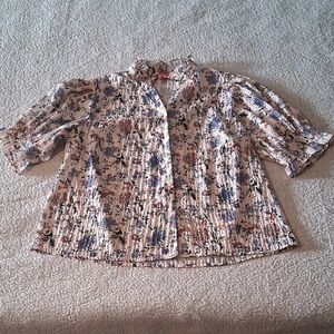 THML Women's Floral Button Down Shirt - Multicolor Textured